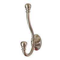 B&Q Satin nickel Double Hook (Holds)10kg