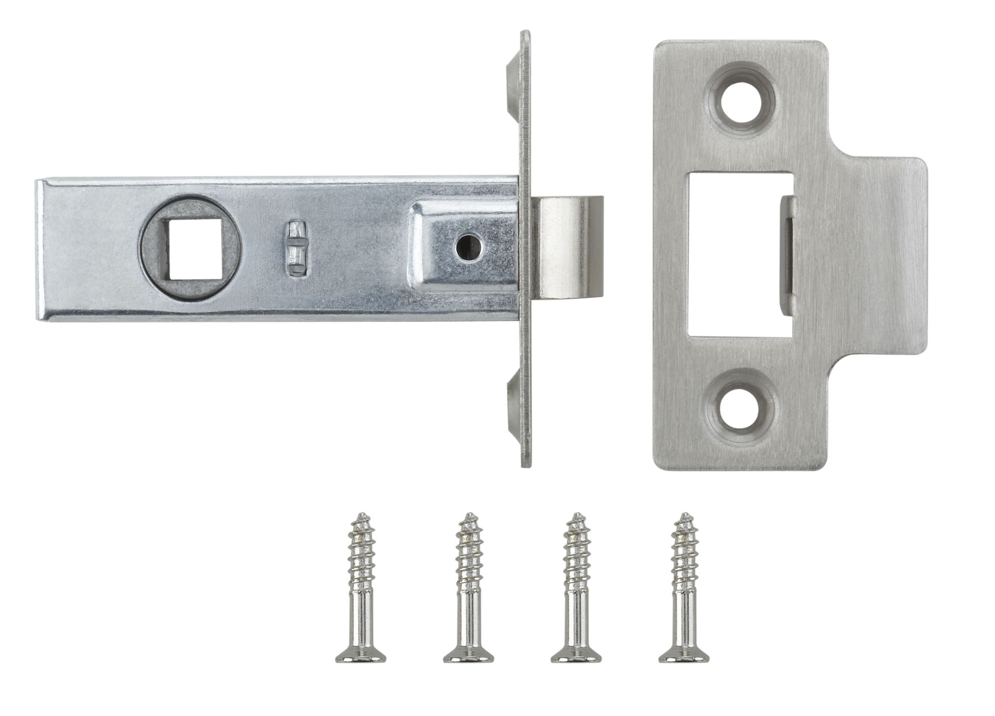 B&Q Satin Nickel effect Metal Tubular Mortice latch (L)64mm