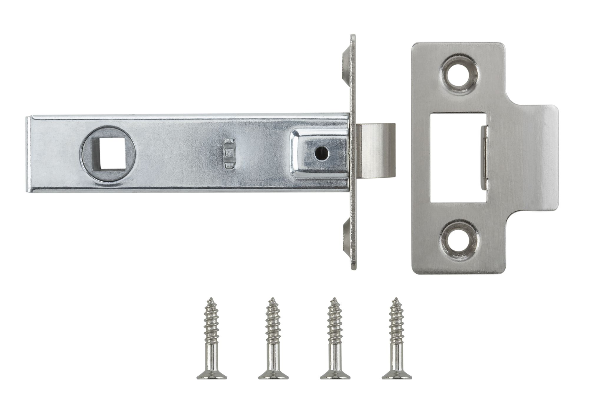 B&Q Satin Nickel effect Metal Tubular Mortice latch (L)80mm