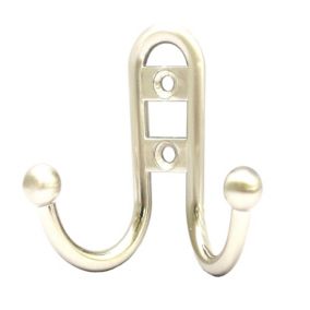 B&Q Satin Zinc alloy Double Hook (Holds)5kg