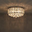 B&Q Ultim Flush Brushed Glass & metal Clear Chrome effect 3 Lamp Bathroom Ceiling light