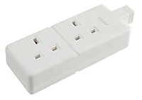 B&Q White 13A 2 Gang Unswitched Trailing socket