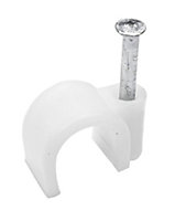 B&Q White Round 7mm Cable clip Pack of 100