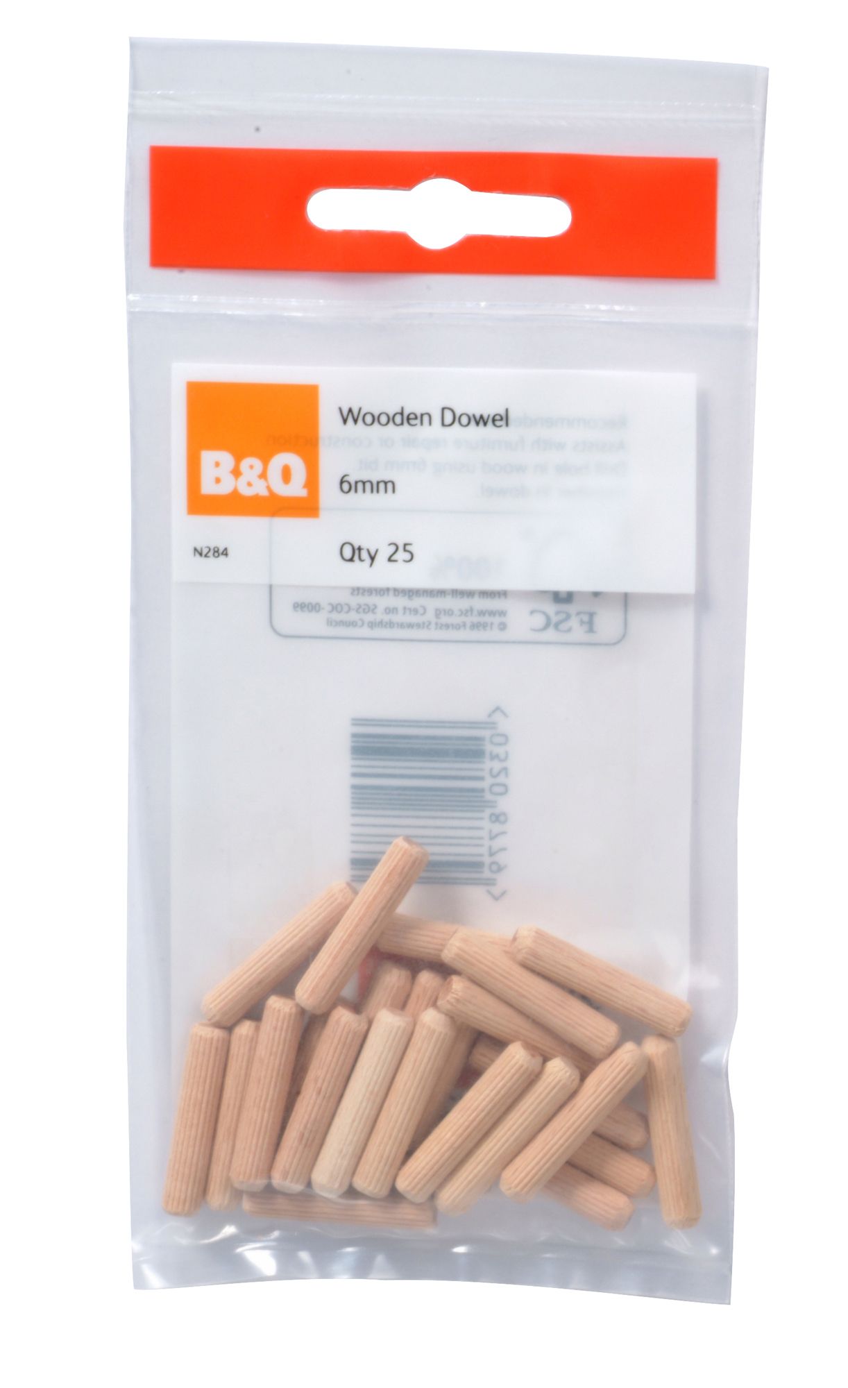 B Q Wood Dowel L 30mm Dia 6mm Pack Of 25 Diy At B Q