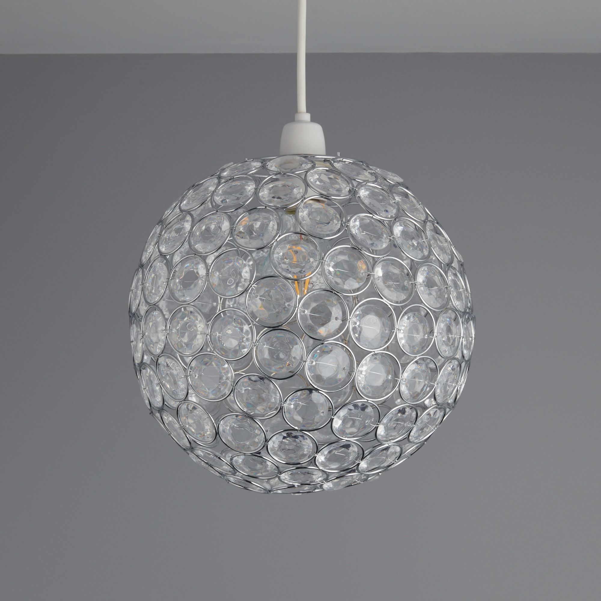 B Q Zoe Clear Crystal effect Beaded Light shade D 24cm