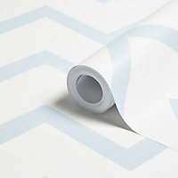 Baby Colours Little chevron Blue Mica effect Smooth Wallpaper