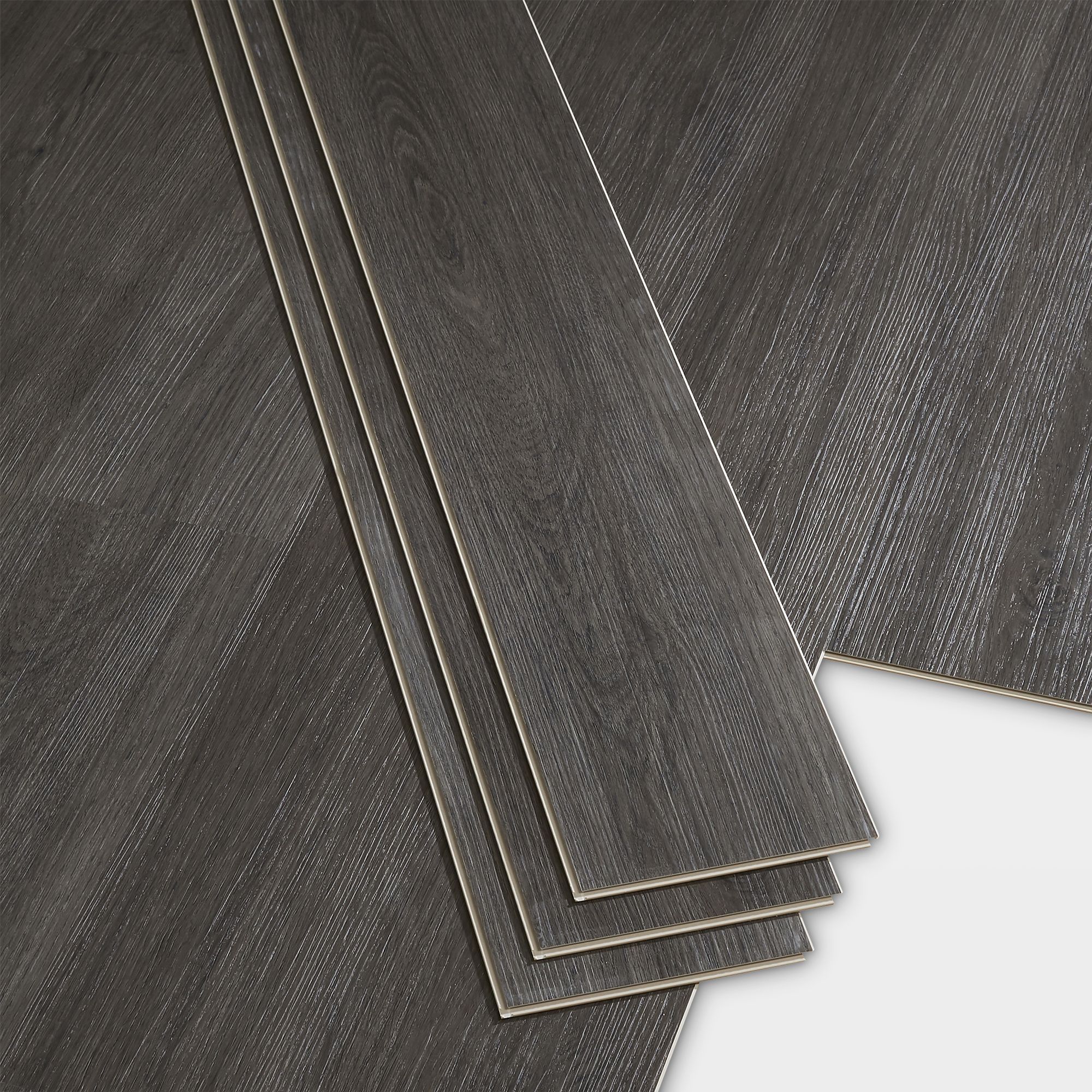 Bachata Dark grey Luxury vinyl click flooring DIY at B&Q