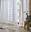 Bahna White Horizontal stripe Unlined Eyelet Voile curtain (W)140cm (L)260cm, Single