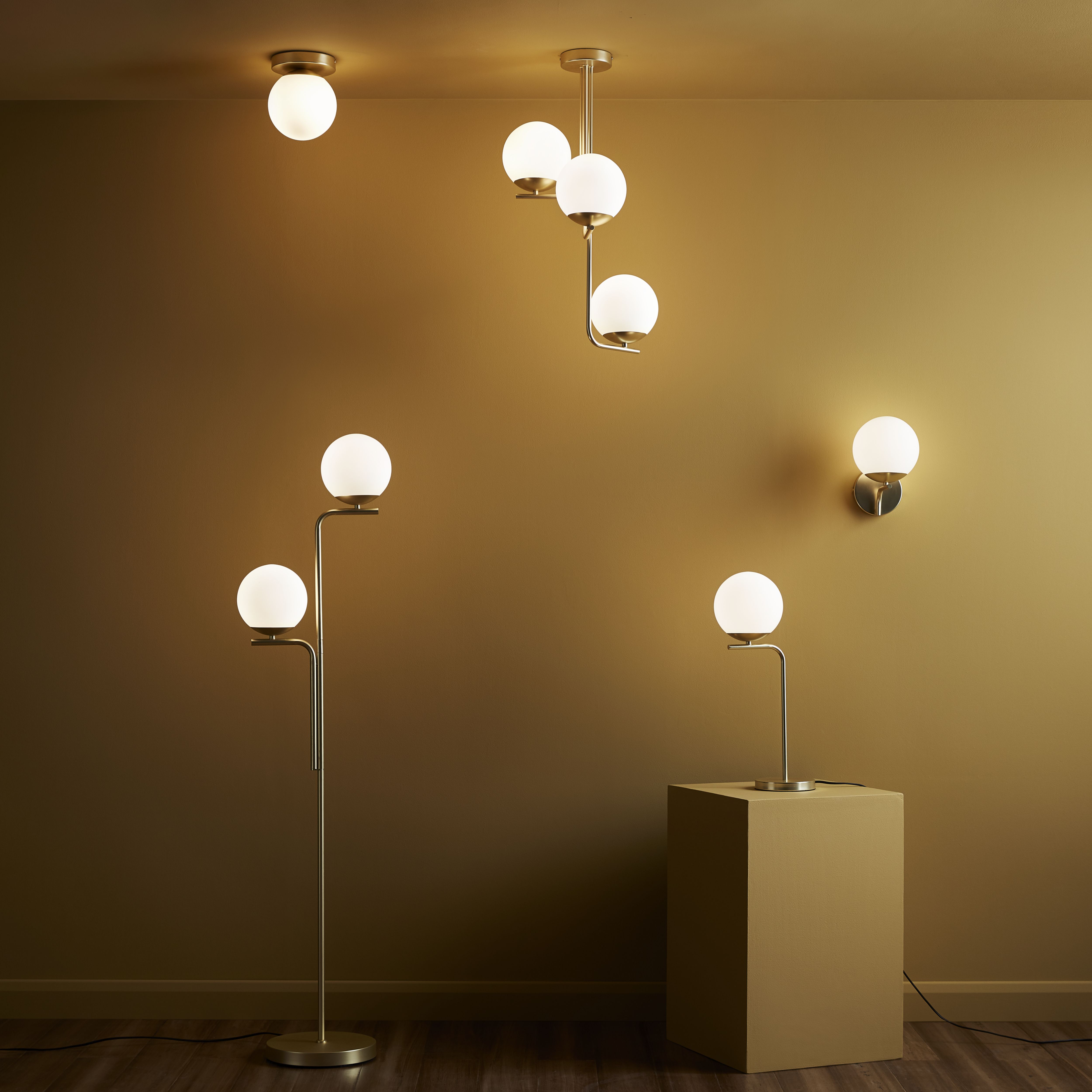 Baldaz Matt Brass effect Wired Wall light