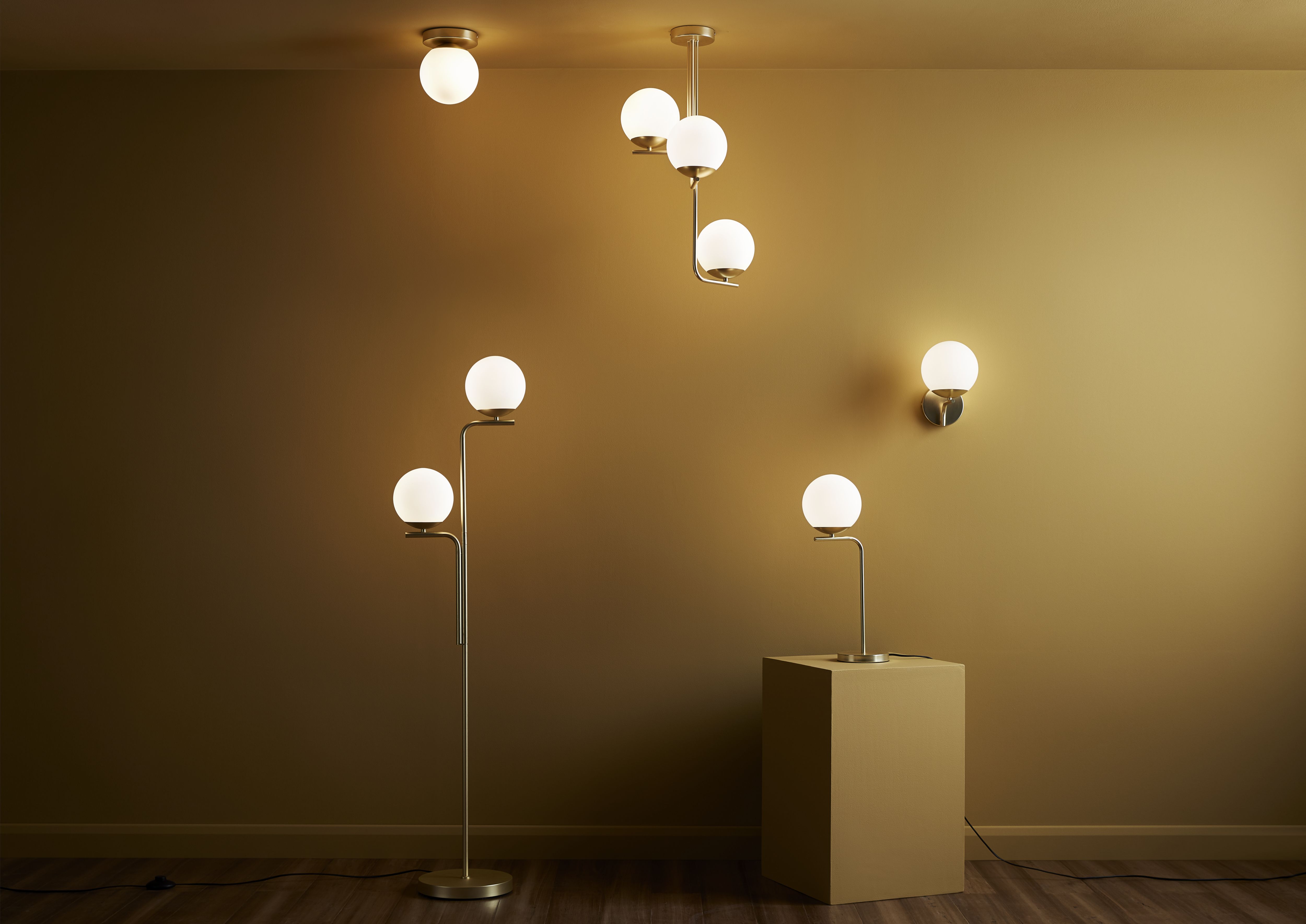 Baldaz Matt Brass effect Wired Wall light