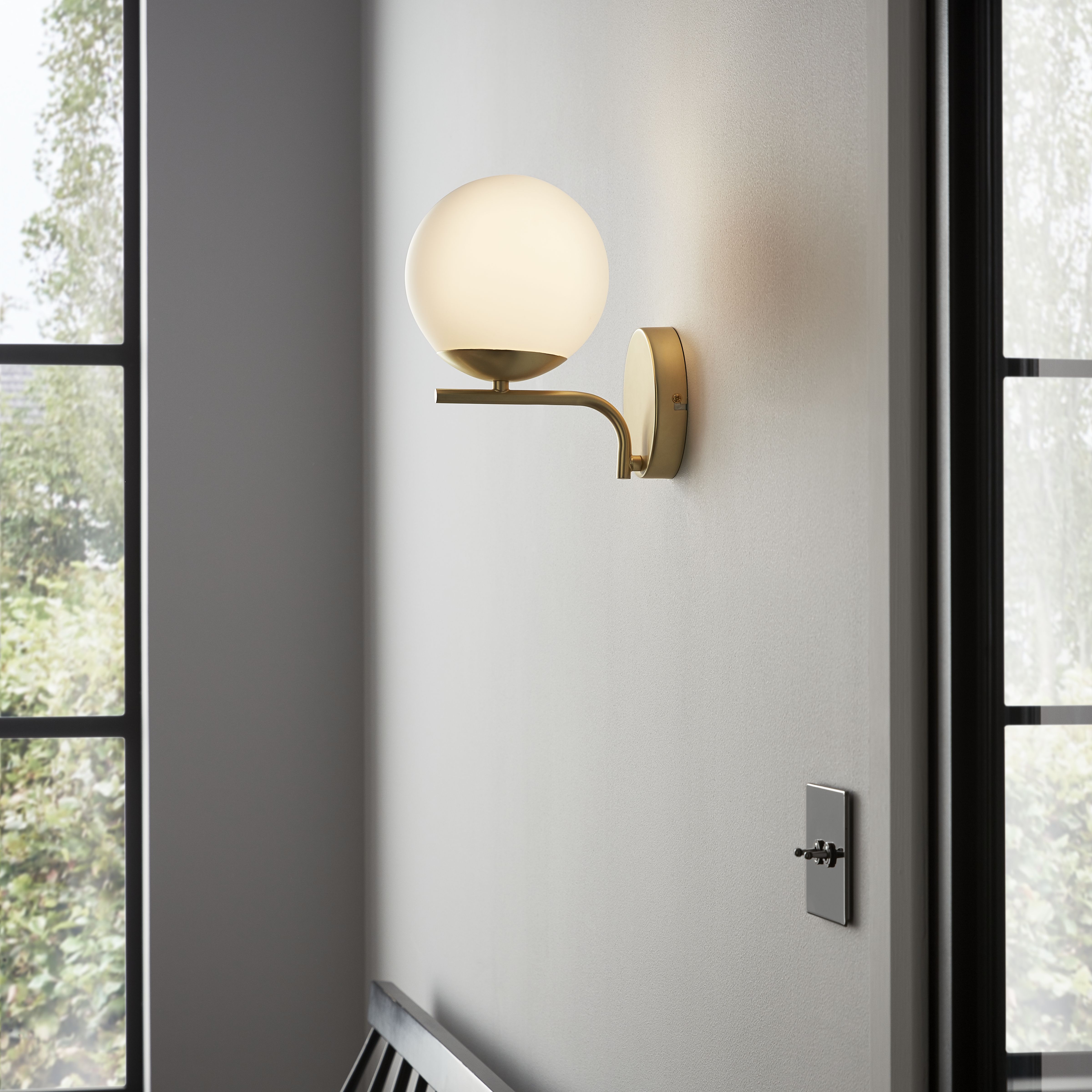 Baldaz Matt Brass effect Wired Wall light