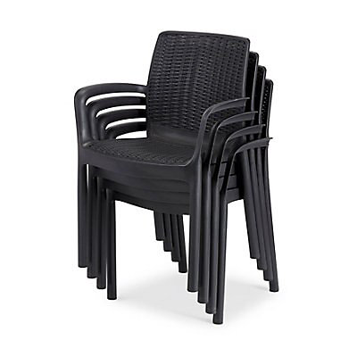 Bali Dark Grey Plastic Chair Diy At B Q, Black Plastic Chairs Outdoors