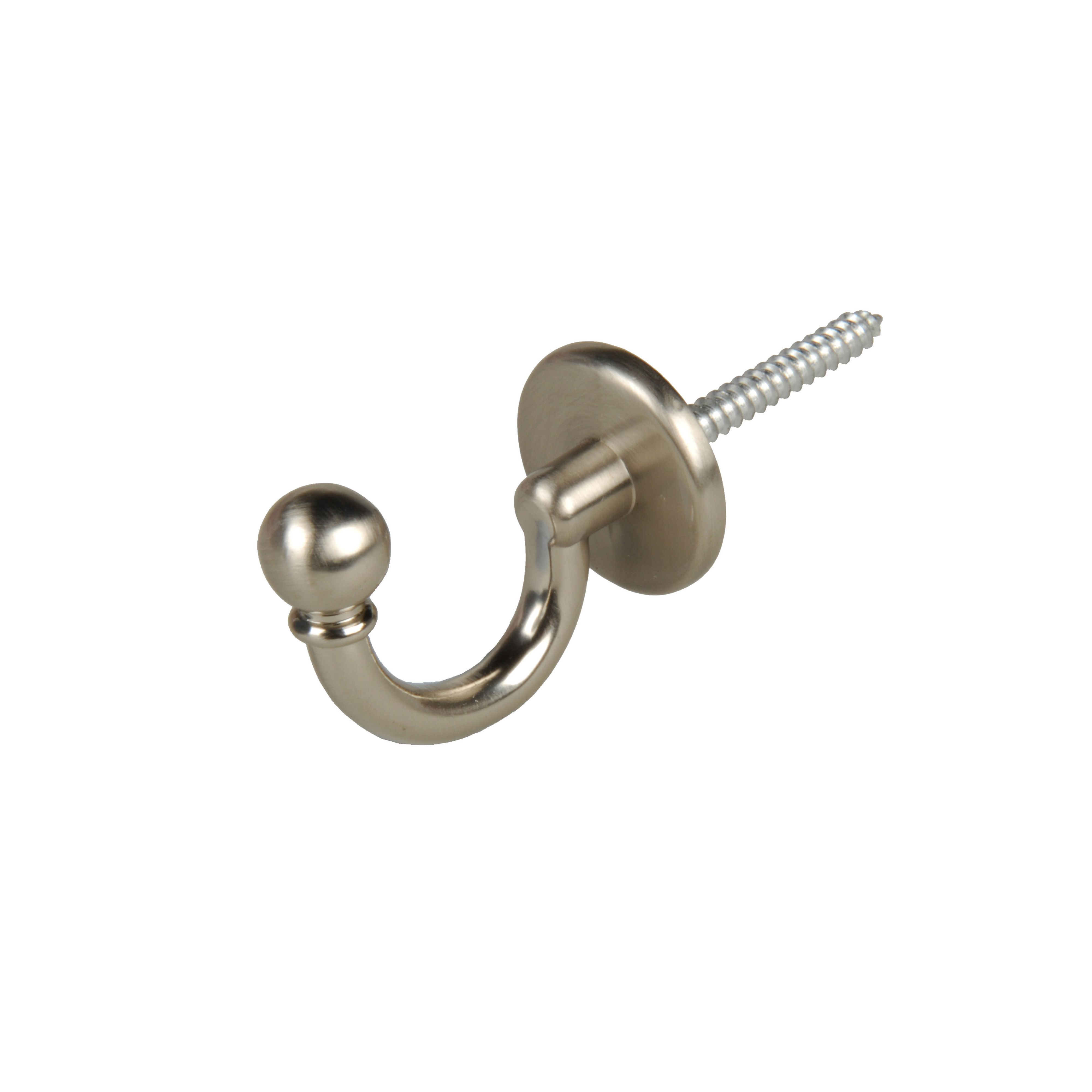 Ball end Nickel effect Zinc alloy U-shaped Single Hook (H)25mm (W)42mm