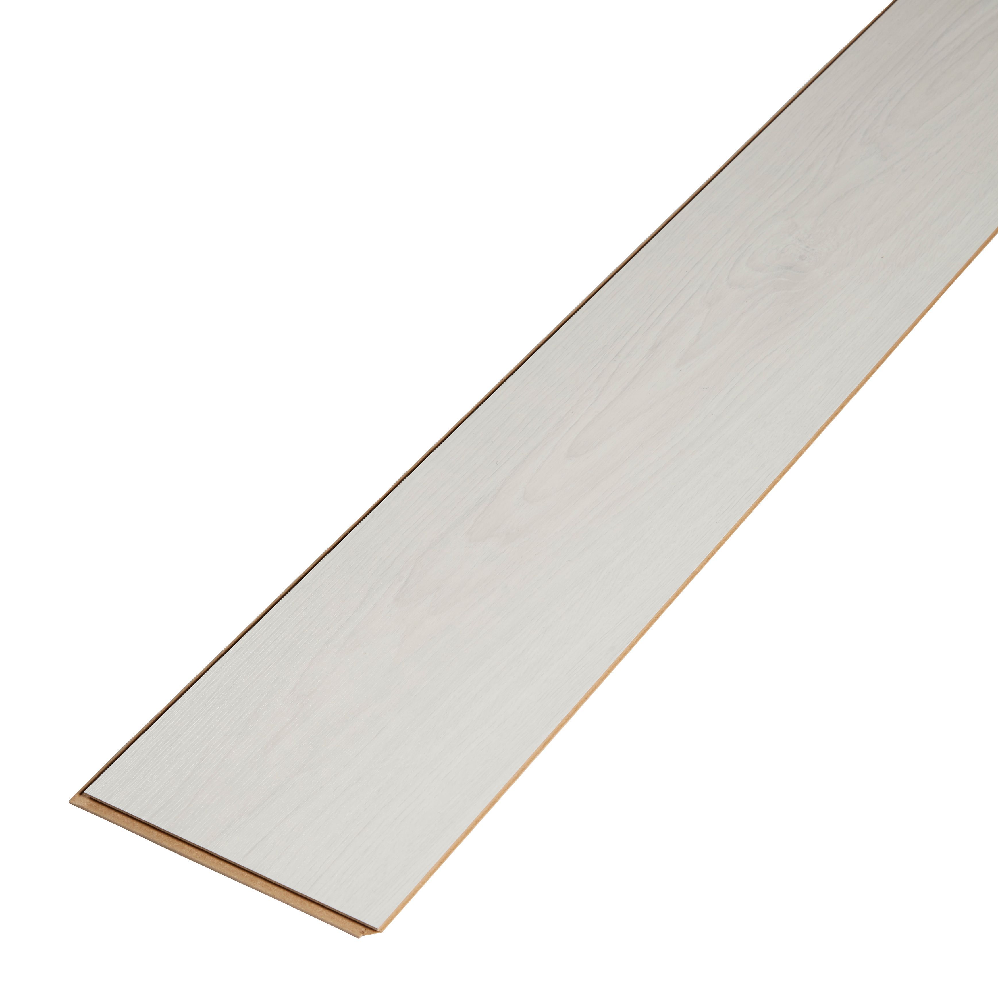 Ballarat White Gloss Oak effect Laminate Flooring Sample