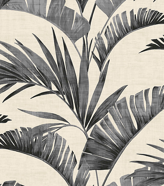 Banana Leaf Charcoal Wallpaper Diy At B Q - Palm Leaf Wallpaper B Q