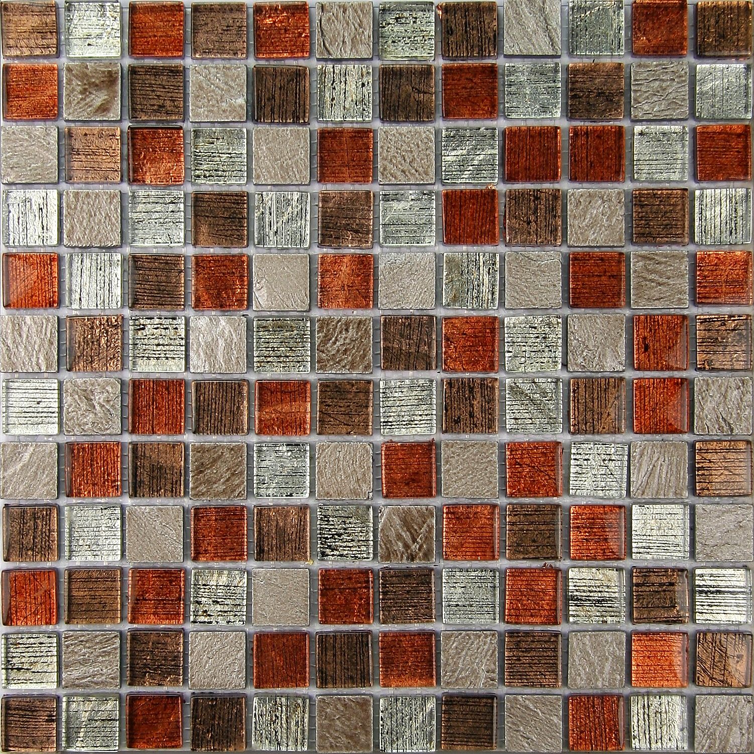 Bangkok Multicolour Stone effect Glass & marble Mosaic tile, (L)300mm (W)300mm