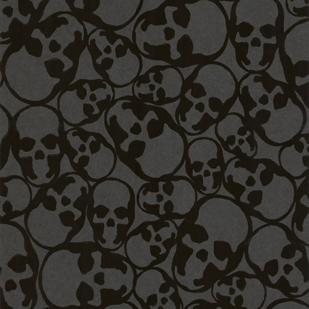 Barbara Hulanicki Black Skulls Textured Wallpaper | DIY at B&Q