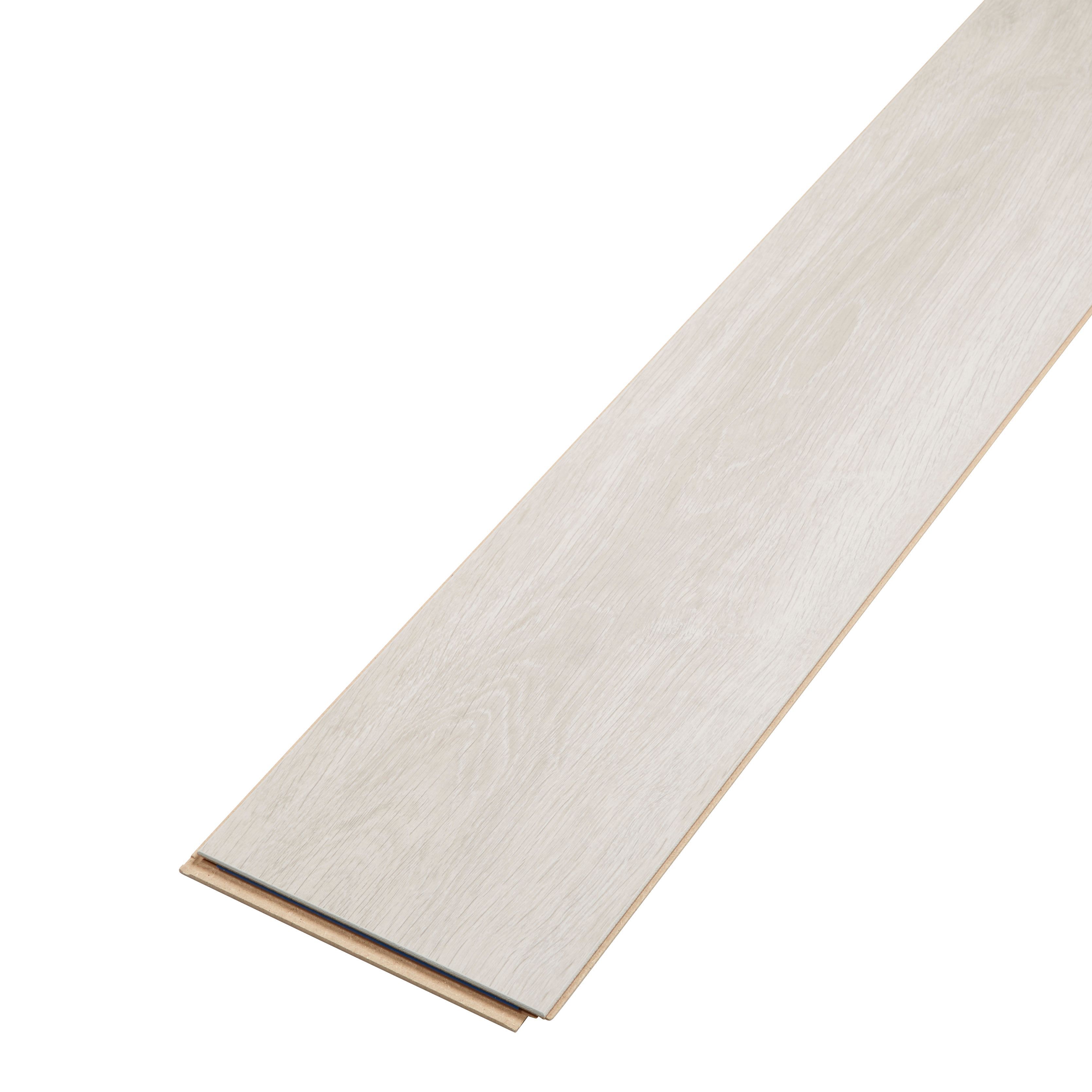 Barkly White Gloss Oak effect Laminate Flooring Sample | DIY at B&Q