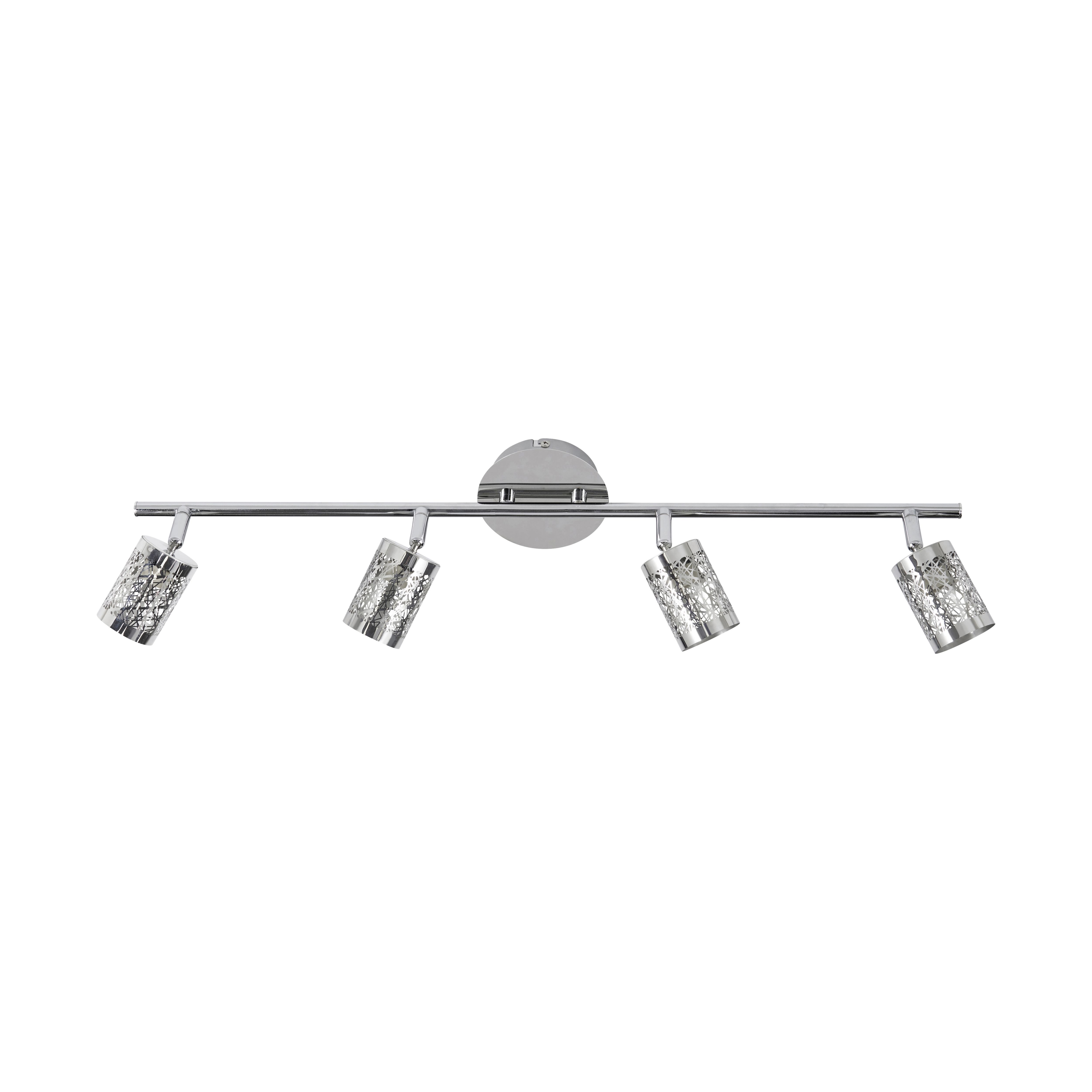 Barrow Gloss Silver Chrome effect Mains-powered 4 lamp Spotlight