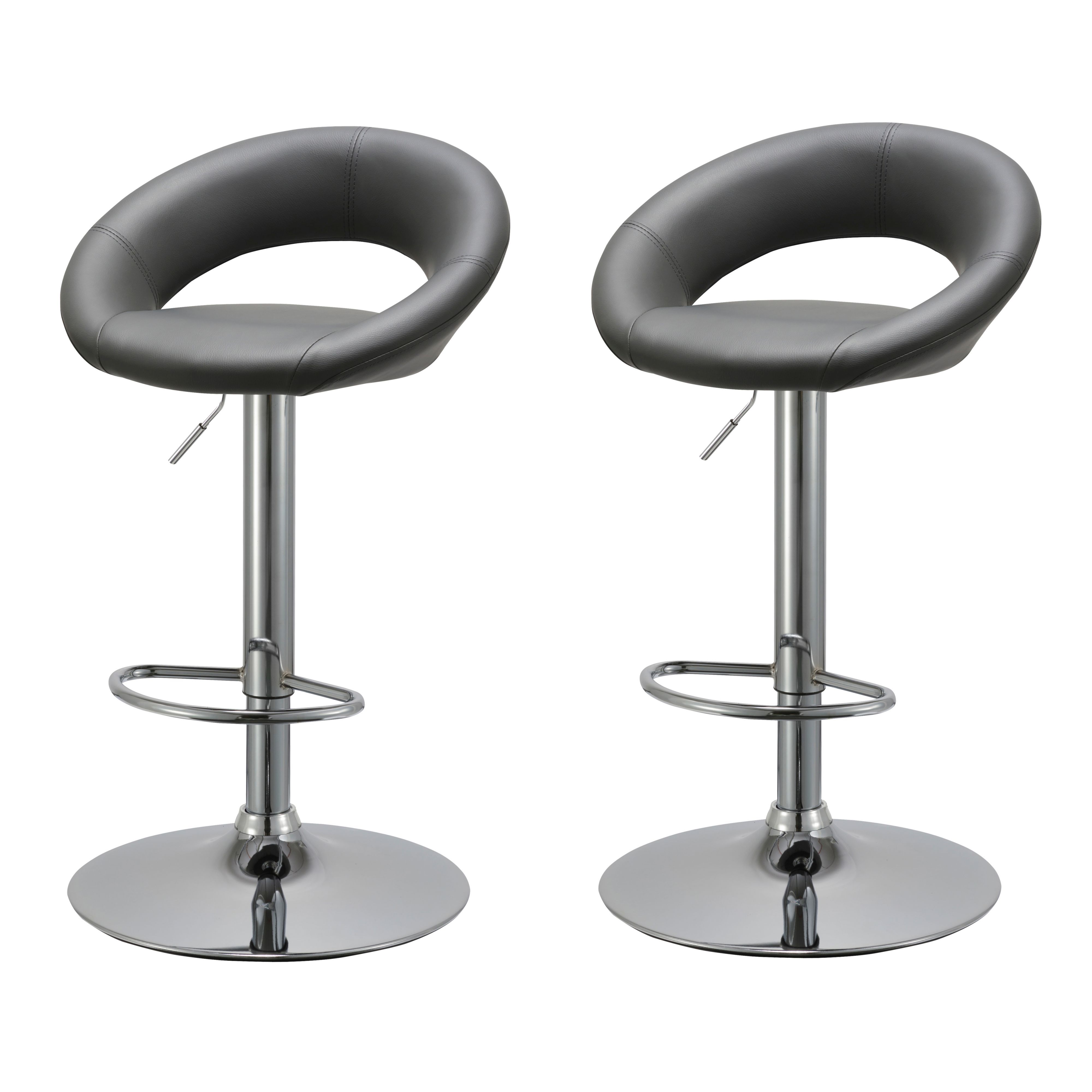 Basilio Grey & Chrome effect Bar stool (H)954mm (W)525mm, Pack of 2