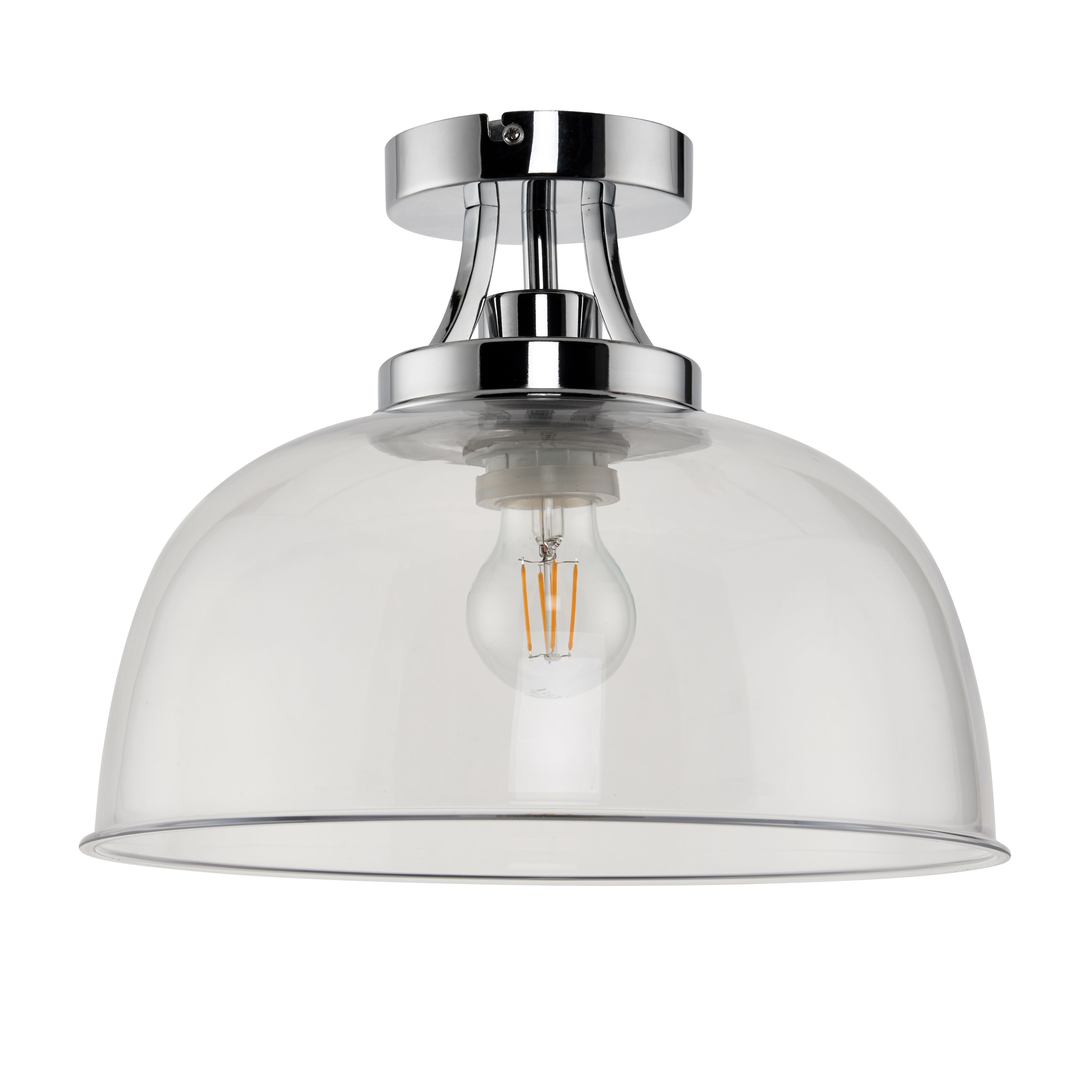Bason Brushed Glass & steel Chrome effect Bathroom Ceiling light
