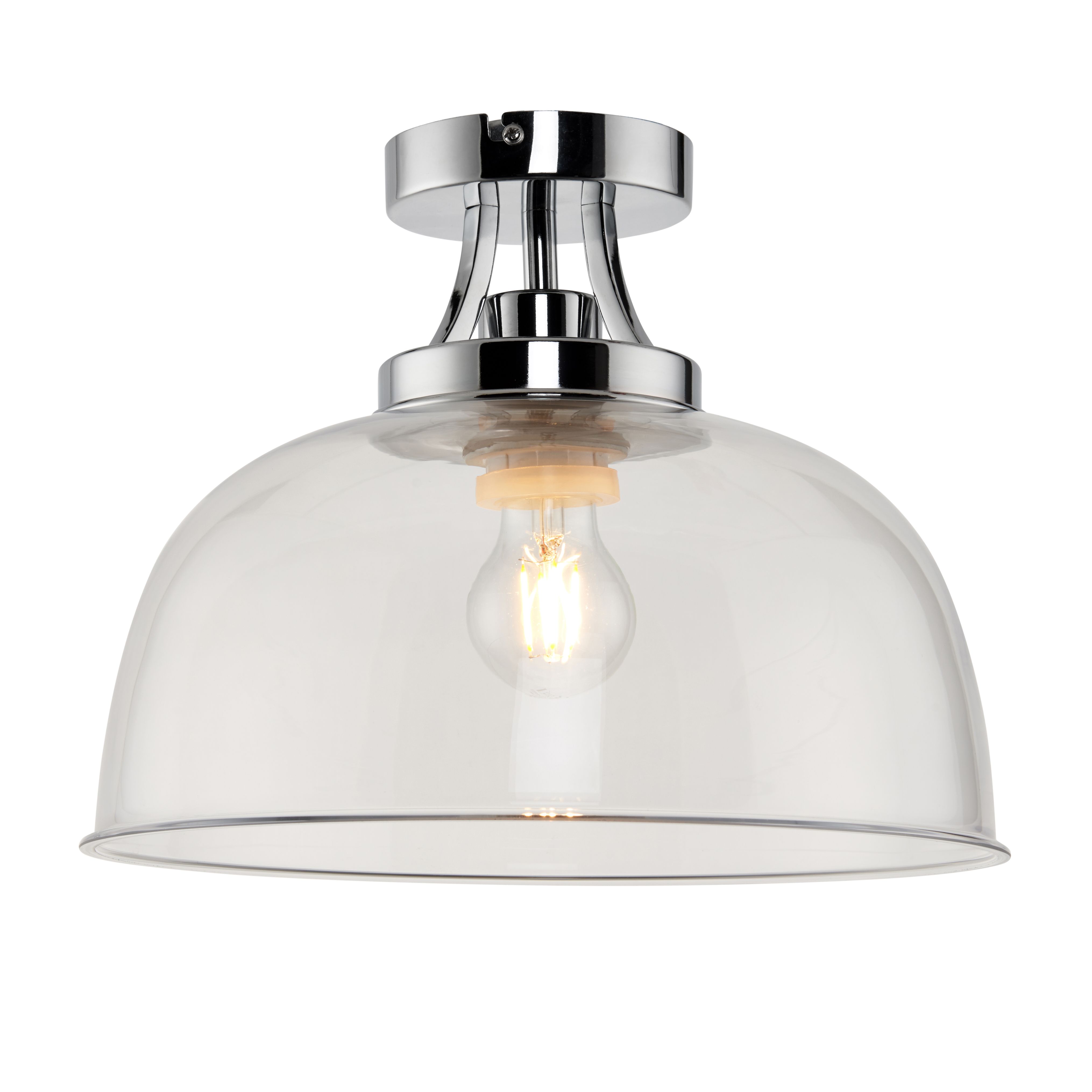 Bason Brushed Glass & steel Chrome effect Bathroom Ceiling light
