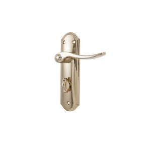 Basta Belair Brushed Zinc alloy Curved Privacy Lever on backplate handle (L)110mm, Pair