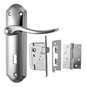 Basta Belair Polished Chrome effect Zinc alloy Lever on backplate handle (L)121.9mm (D)60mm, Pair