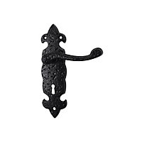 Basta Brushed Black Antique pewter effect Zinc alloy Curved Lock Lever on backplate handle (L)100mm, Pair