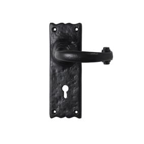 Basta Brushed Black Antique pewter effect Zinc alloy Rectangular Lock Lever on backplate handle (L)100mm (D)5mm, Pair