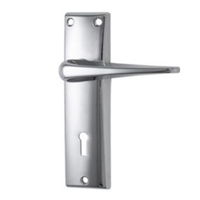 Basta Glencar Polished Chrome effect Zinc alloy Rectangular Lever on backplate handle (L)103mm (D)55mm, Pair