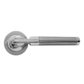 Basta Merrion Brushed & polished Nickel effect Zinc alloy Round Lever on rose Door handle (L)150mm, Pair