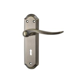 Basta Polished Antique effect Zinc alloy Curved Lock Lever on backplate handle (L)110mm (D)10mm, Pair