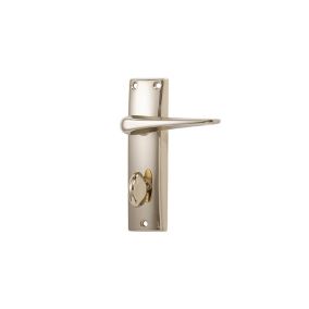 Basta Polished Brass effect Zinc alloy Rectangular Privacy Lever on backplate handle (L)100mm (D)10mm, Pair