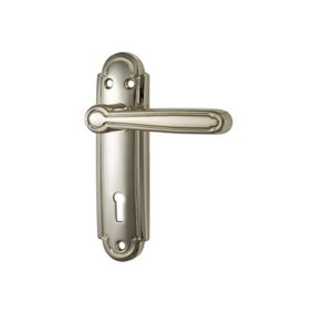 Basta Polished Brass effect Zinc alloy Rectangular Privacy Lever on backplate handle (L)95mm, Pair