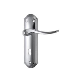 Basta Polished Chrome effect Zinc alloy Curved Lock Lever on backplate handle (L)110mm (D)10mm, Pair