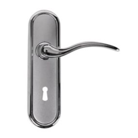 Basta Polished Chrome effect Zinc alloy Curved Lock Lever on backplate handle (L)120mm (D)10mm, Pair