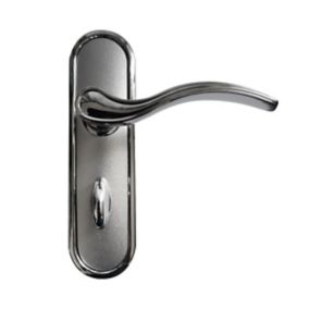 Basta Polished Chrome effect Zinc alloy Curved Privacy Lever on backplate handle (L)120mm (D)10mm, Pair