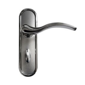 Basta Polished Chrome effect Zinc alloy Curved Privacy Lever on backplate handle (L)120mm, Pair