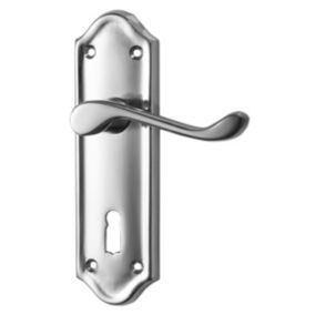 Basta Sherborne Polished Nickel effect Zinc alloy Lever on backplate handle (D)50mm, Pair