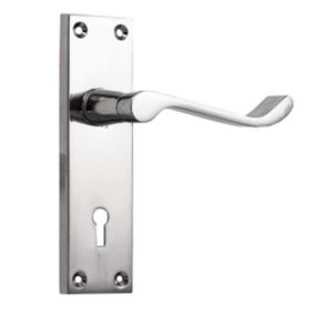 Basta Victorian Polished Chrome effect Zinc alloy Rectangular Lever on backplate handle (L)95mm (D)55mm, Pair