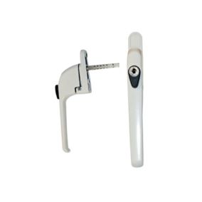 Basta White uPVC Curved Lever on backplate handle (L)95mm (D)56mm