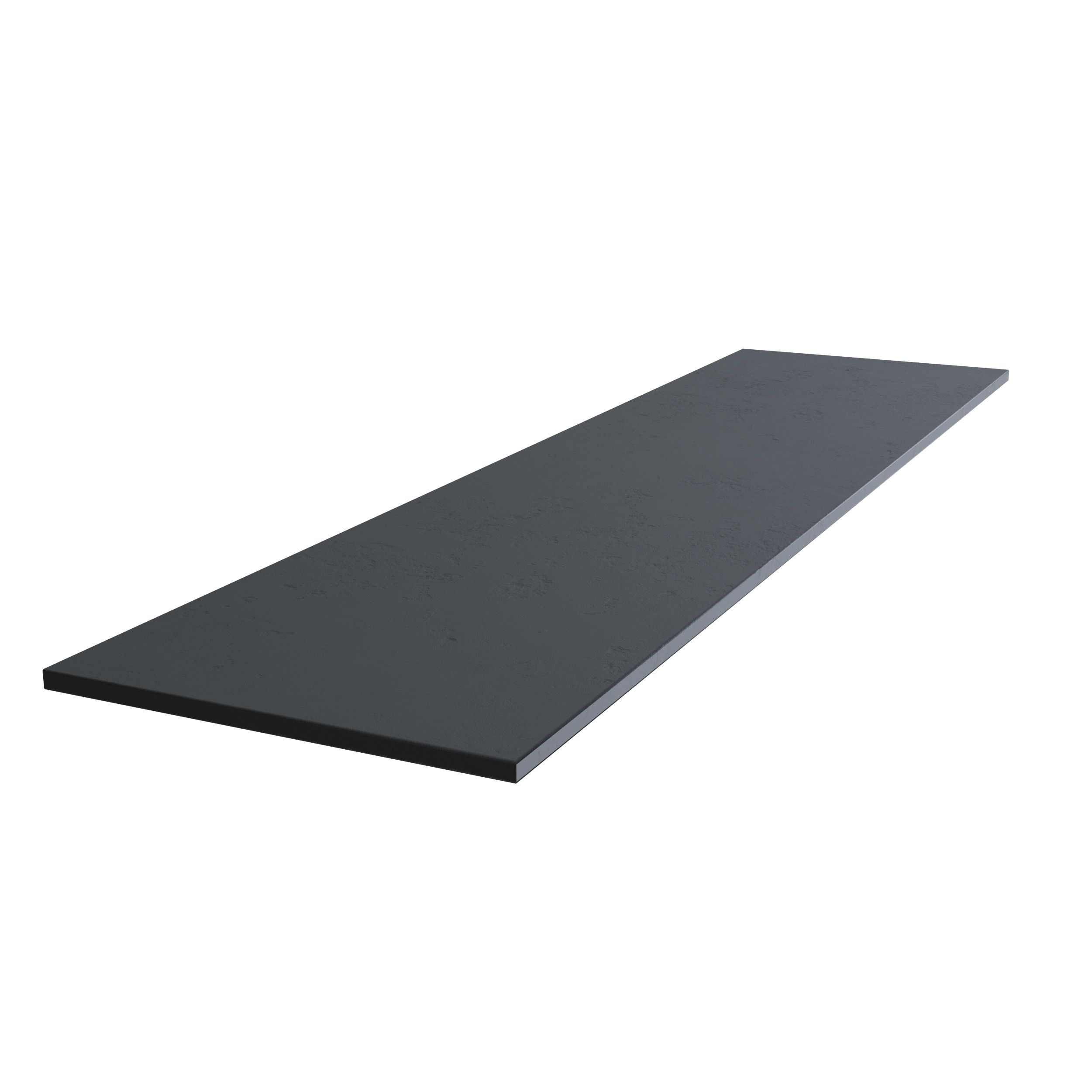 Bathroom Matt Black Slate effect Chamfered straight edge Solid core laminate Bathroom Worktop (T) 1.2cm x (L) 300cm x (W) 38cm