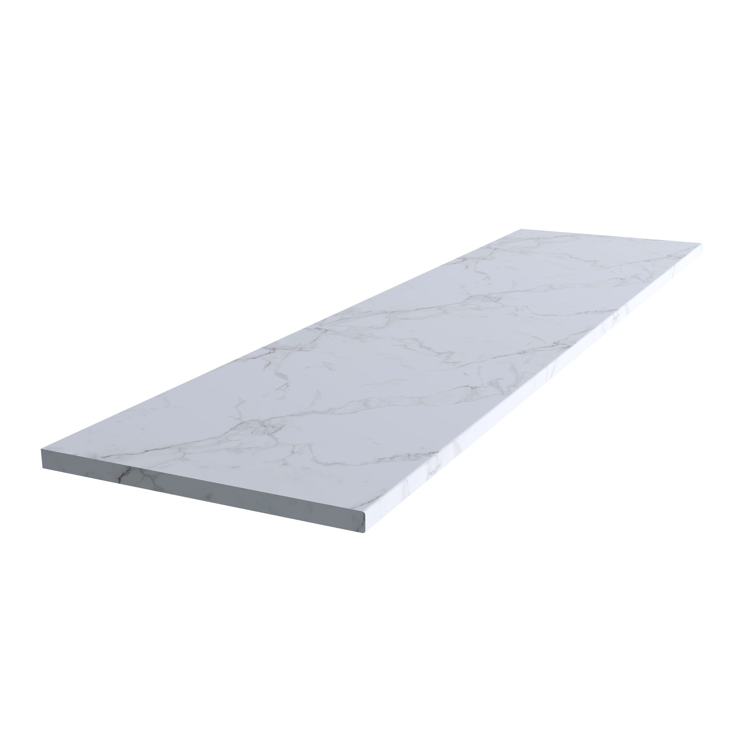22mm Bathroom Matt White Marble effect Chipboard & laminate Worktop