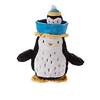Battery-powered Baby penguin moves in hat, walks around & sways to song Penguin