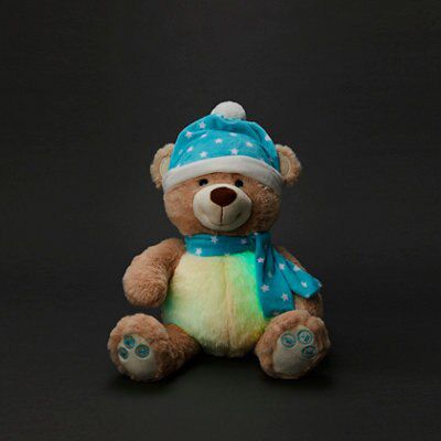 Battery-powered Bluetooth speaker bear with LED colour changing lights, includes Demo melody song - Winter Wonderland Bear