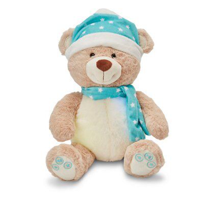 Battery-powered Bluetooth speaker bear with LED colour changing lights, includes Demo melody song - Winter Wonderland Bear