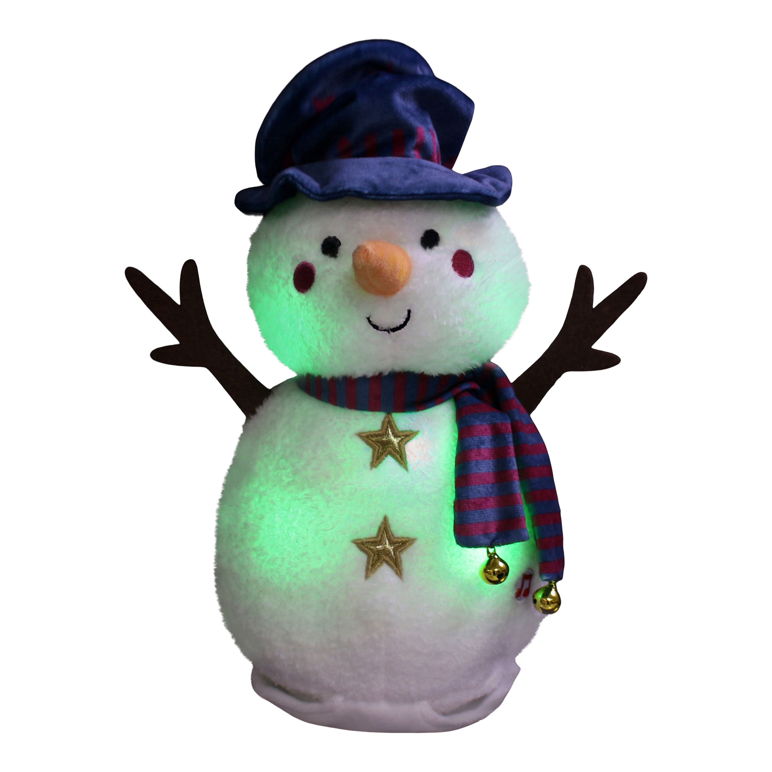Battery-powered Moves up & down, colour changing Multicolour Snowman character
