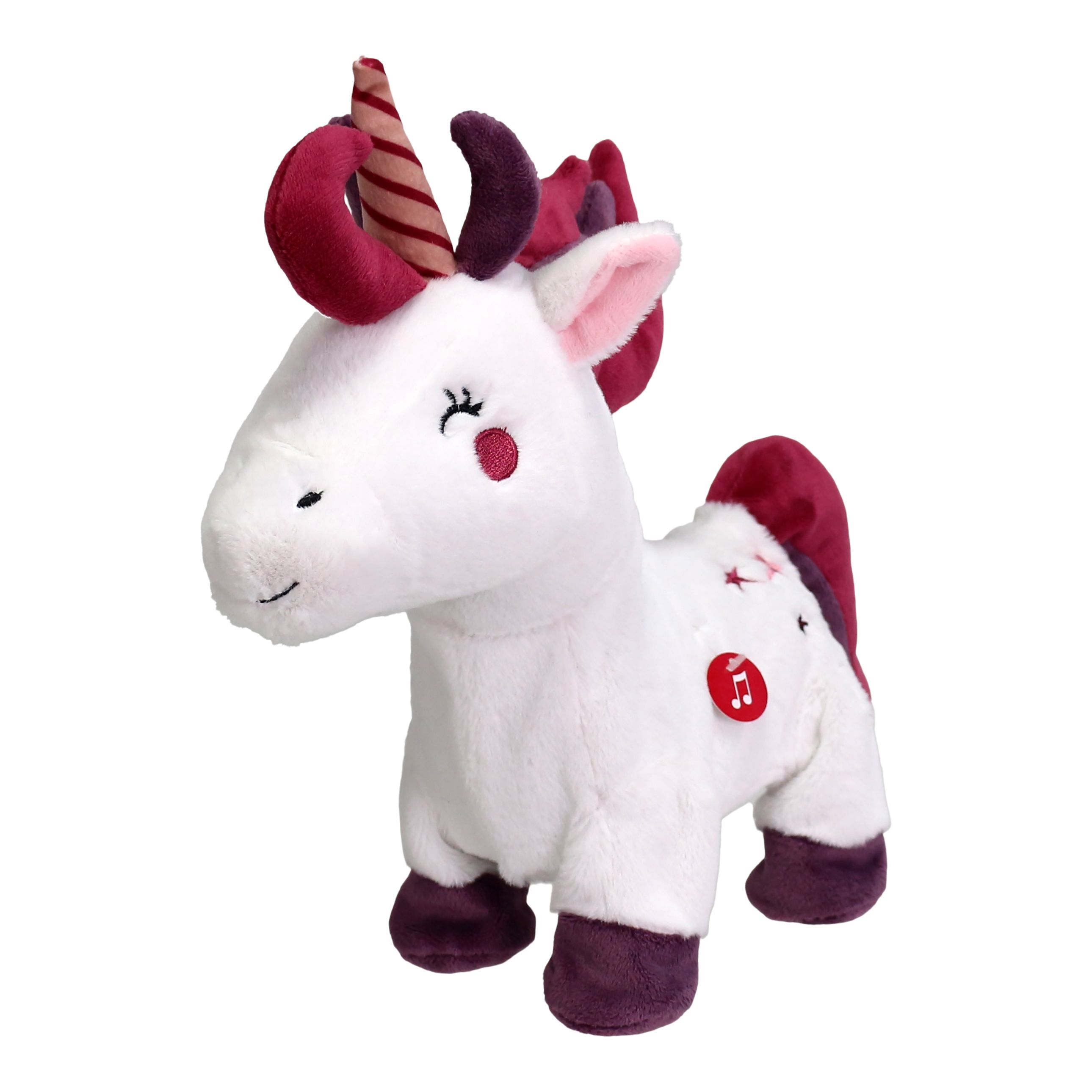 Battery powered Walks plays tune Multicolour Unicorn character