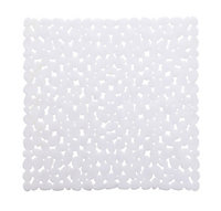 Batumi White Polyvinyl chloride (PVC) Non-reversible Slip resistant Square Bath mat, (L)520mm (W)520mm (T)5mm
